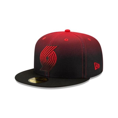 Black Portland Trail Blazers Hat - New Era NBA Back Half 59FIFTY Fitted Caps USA9850364